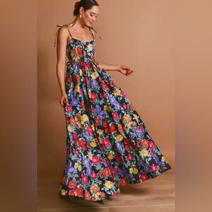 Juliet Maxi Dress in “charm peony black taffeta” by Show Me Your Mumu - Size M